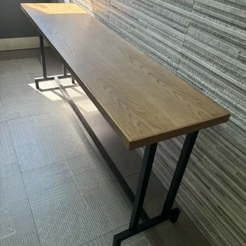 Exquisite Weathered Oak Table (Light Walnut) with Custom Metal T-Leg